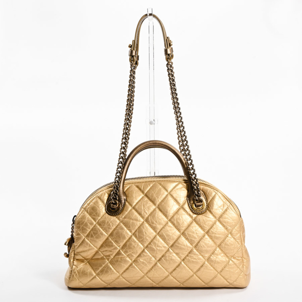 Chanel Bowling Bag Handbag Gold